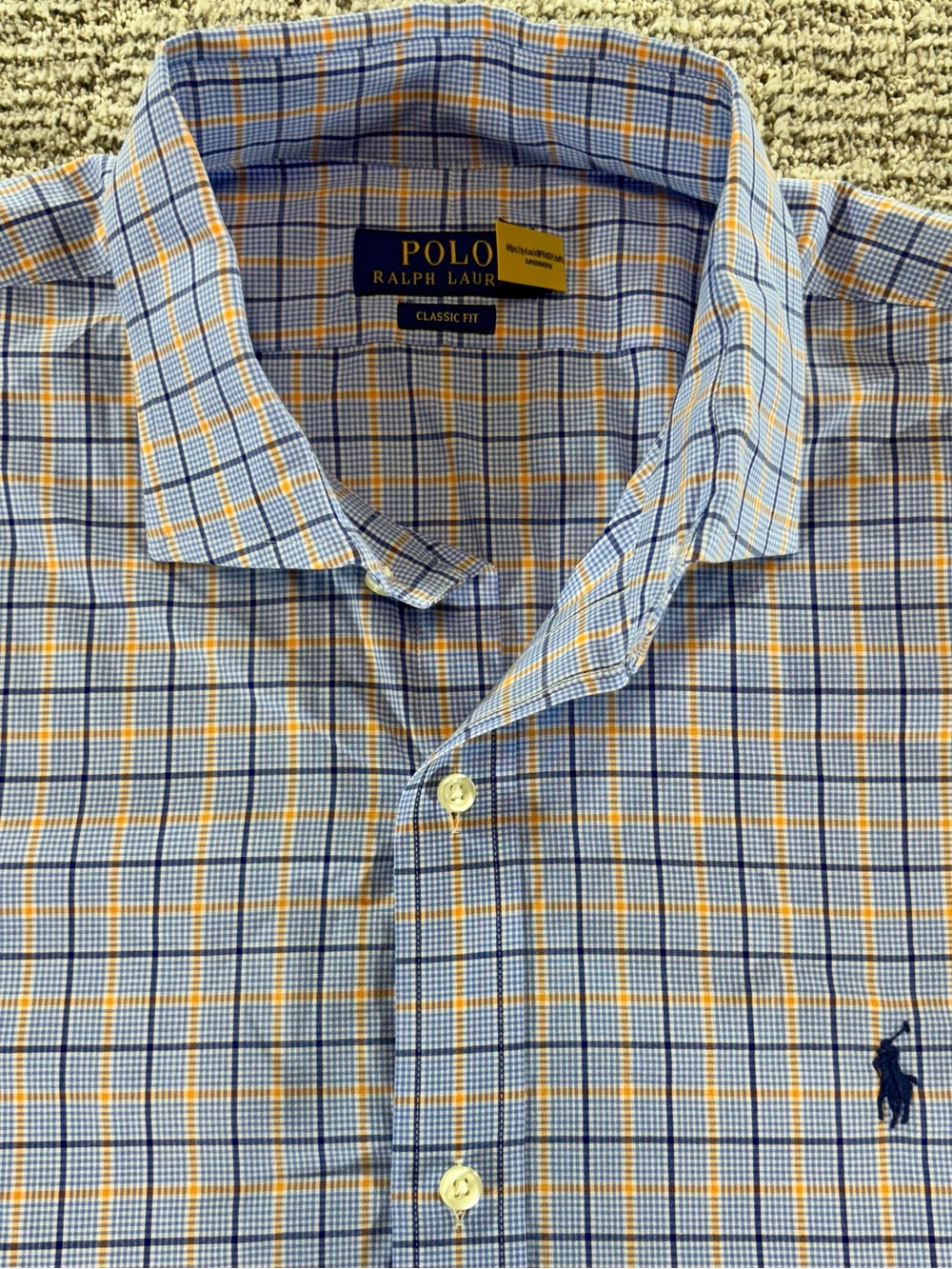 Polo Ralph Lauren Men’s XL Blue-Orange Plaid Classic Fit Button Down Shirt